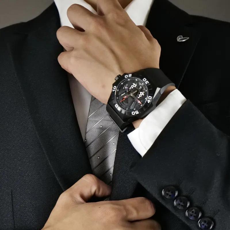 REEF TIGER Black Shark Collection Automatic Mechanical Movement Watch Men's Watches Black Dial RGA6922-BBR-4