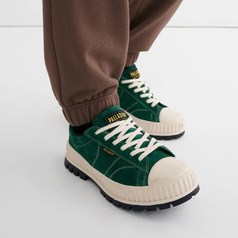 Palladium Pallashock90Sde Anti Slip Wear Resistant Low Top Canvas Shoes Unisex Green Smoke White-7
