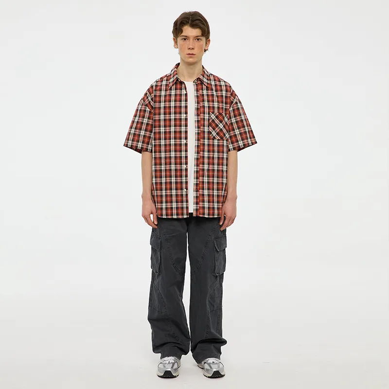 COUNTRY MOMENT Shirts Men Orange Red Plaid-3