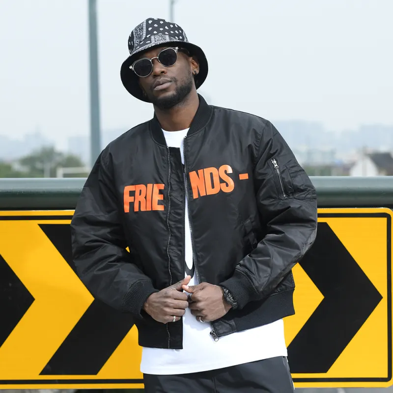VLONE Big Logo Series Puffer Jackets Unisex Black Orange-8