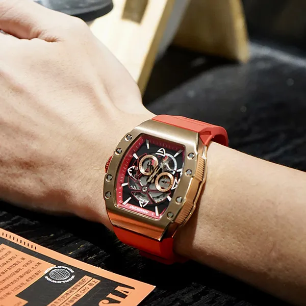 HANBORO Automatic Mechanical Movement Watch Men's Watches Cut-Out Dial HBR991-MR-3
