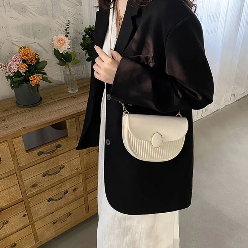 JANE KLAIN PU Saddle Bag Handbag, Shoulder Bag, Crossbody Bag Women's Black/Ecru/Pink/Purple-8