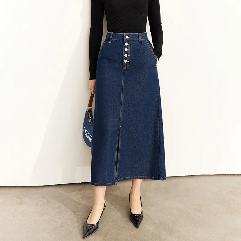 AMII Denim Long Skirts Women's-2