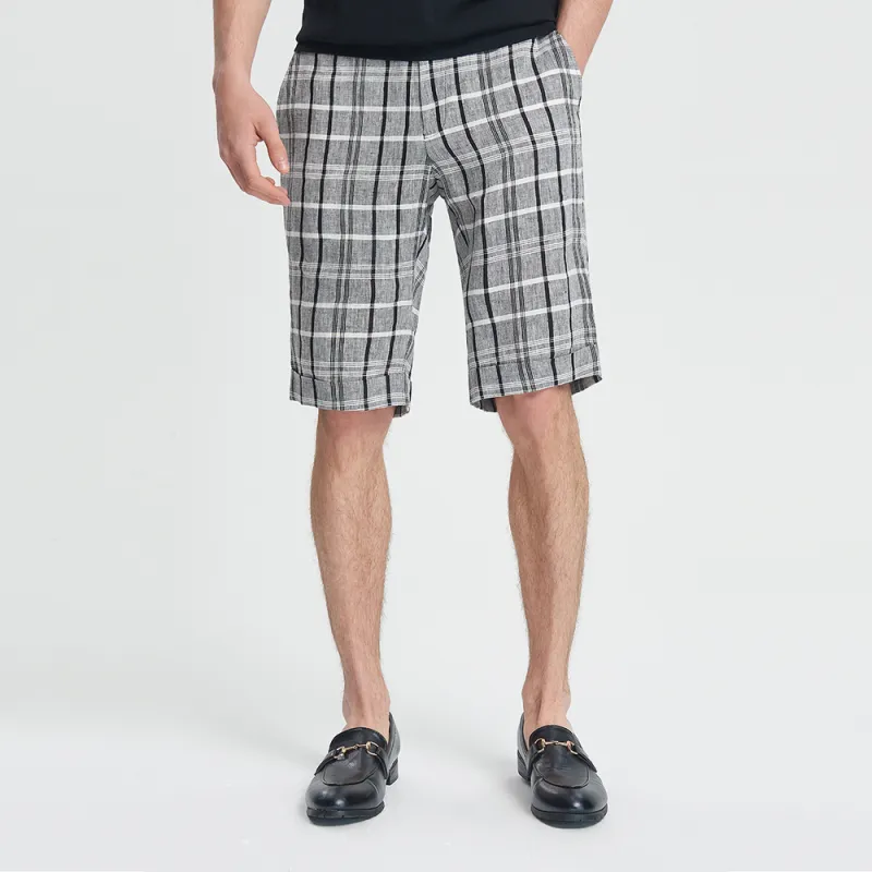 MANGANO Casual Shorts Men Gray Plaid-5