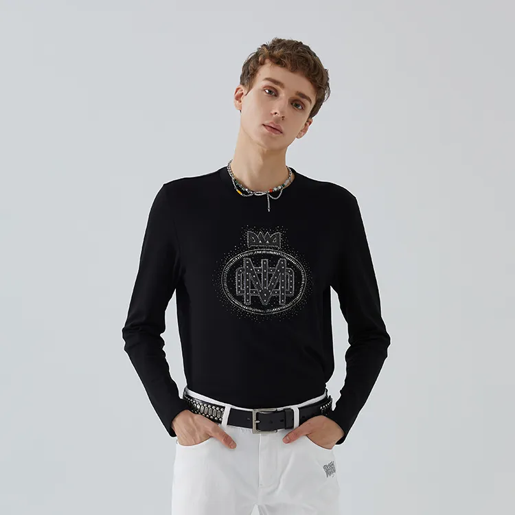 DAVID NAMAN FW22 Long Sleeved T Shirt Men's Black-2
