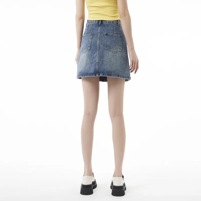 QYPRF Denim Short Skirts Women's Blue-3