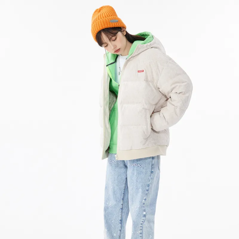 SPRAYGROUND Animal Pattern Hooded Loose Fit Down Jacket Unisex Ecru-2