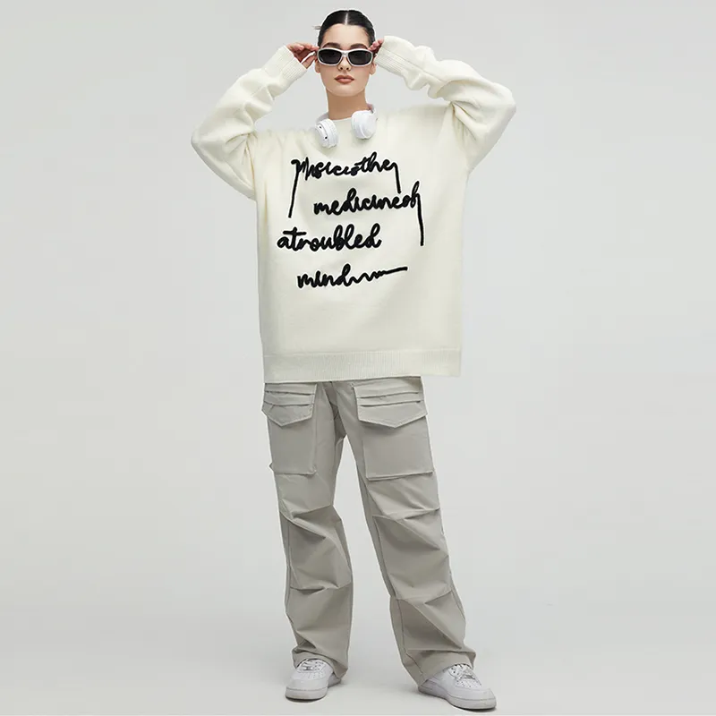 A Chock Sweater Unisex Milk Tea White-2