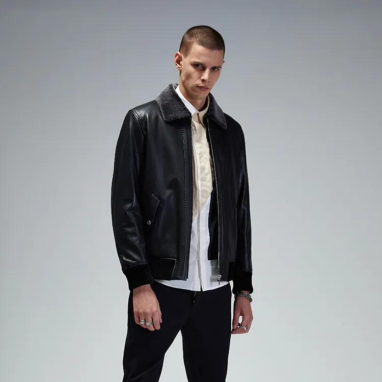 DAVID NAMAN Leather Jackets Men Black-5