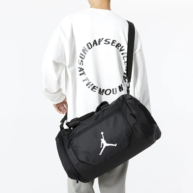 Jordan Polyester Gym Bag, Travel Bag, Luggage Bag Regular Unisex Black-4