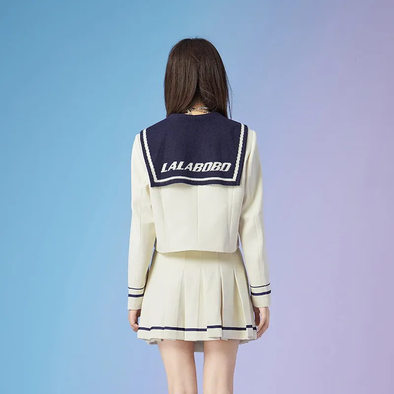 LALABOBO Cropped Coats Women's Ecru-2