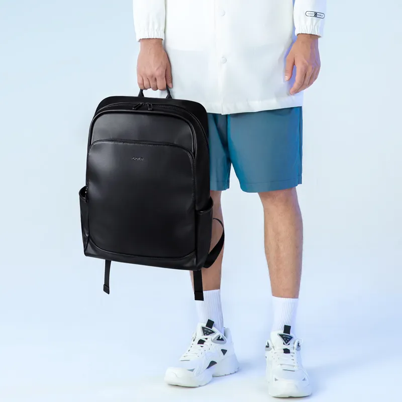 GOLF Synthetic Leather Backpack Large Size Men's Black/Dark Gray-4