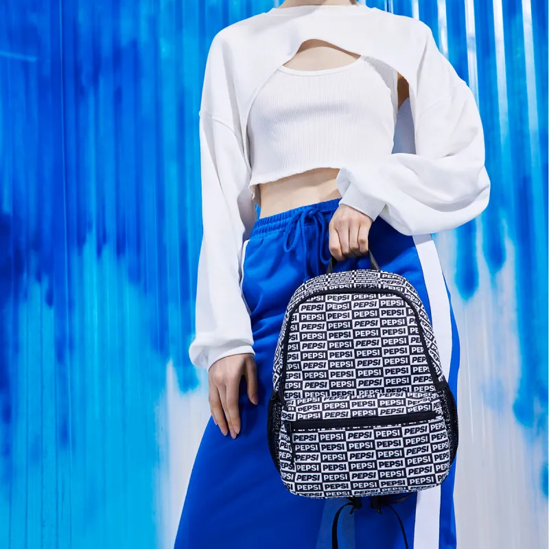 Pepsi Fabric Backpack Regular Unisex Black White-11