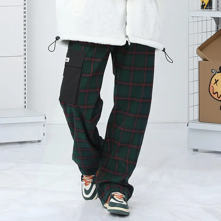 GENANX Cargo Pants Unisex Green Plaid-2