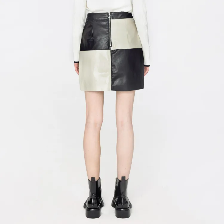 Cubic Casual Short Skirts Women's Black & Beige-3