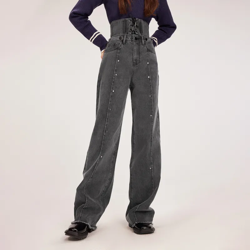 MEETLADY Straight Thickened Jeans Winter Women's-3