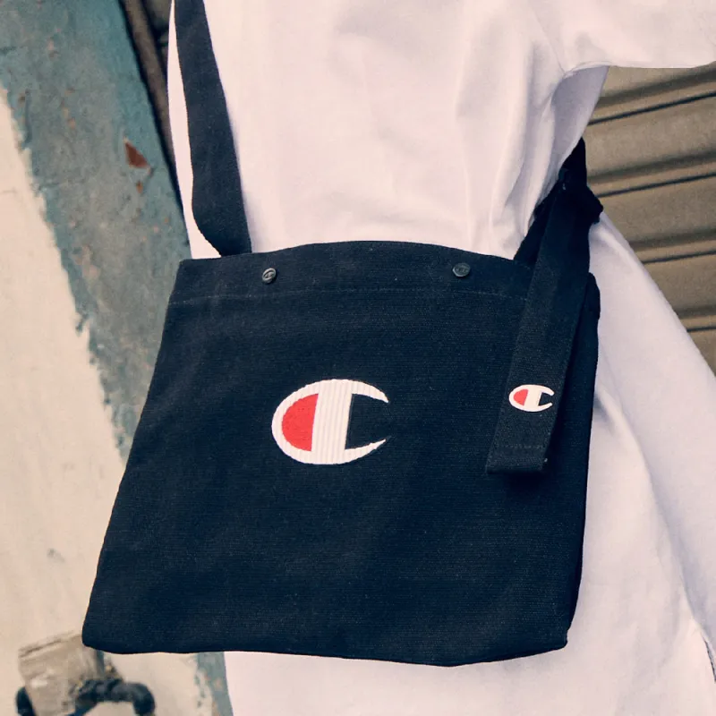 Champion Canvas Canvas Tote Bag Tote Bag Shopping Bag Shoulder Bag Crossbody Bag Unisex Black/Beige-8