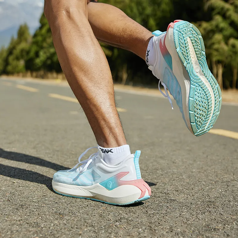 PEAK State Extreme 5.0 Cushioning Abrasion Resistant Breathable Rebound Low Top Running Shoes Men's White Blue-7