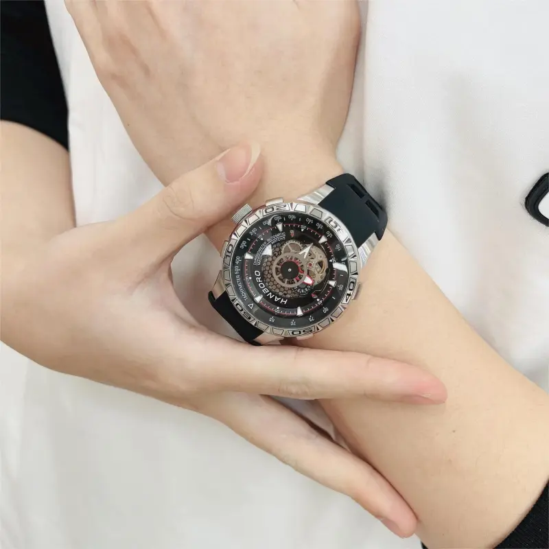 HANBORO Automatic Mechanical Movement Watch Men's Watches Black Dial HBR9205-BH-2