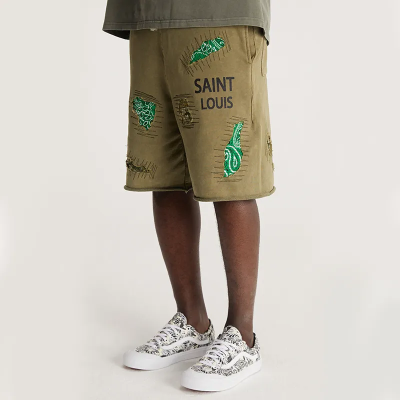 SSSAINT LOUIS Casual Shorts Unisex Olive Green-3