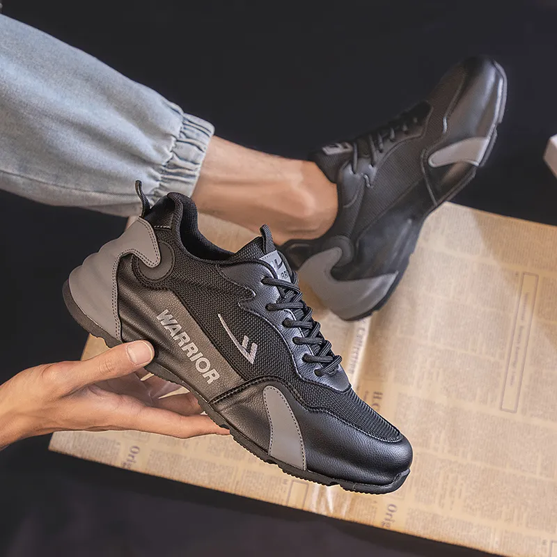 Warrior Shock Absorbing, Non Slip, Wear Resistant, Breathable And Lightweight Low Top Casual Shoes Men's Black Gray-5