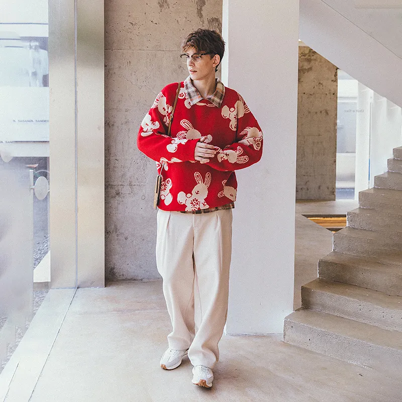 WAYNEXZAVIER Sweaters Men Red-5
