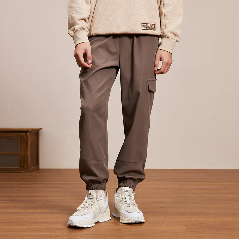 PEAK Knitted Sweatpants Men Charcoal Gray Brown-2