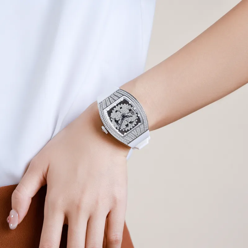 DAVENA Possession Collection Small Gourd Automatic Mechanical Movement Silicone Strap Watch Women's Watch Cut Out Dial-4