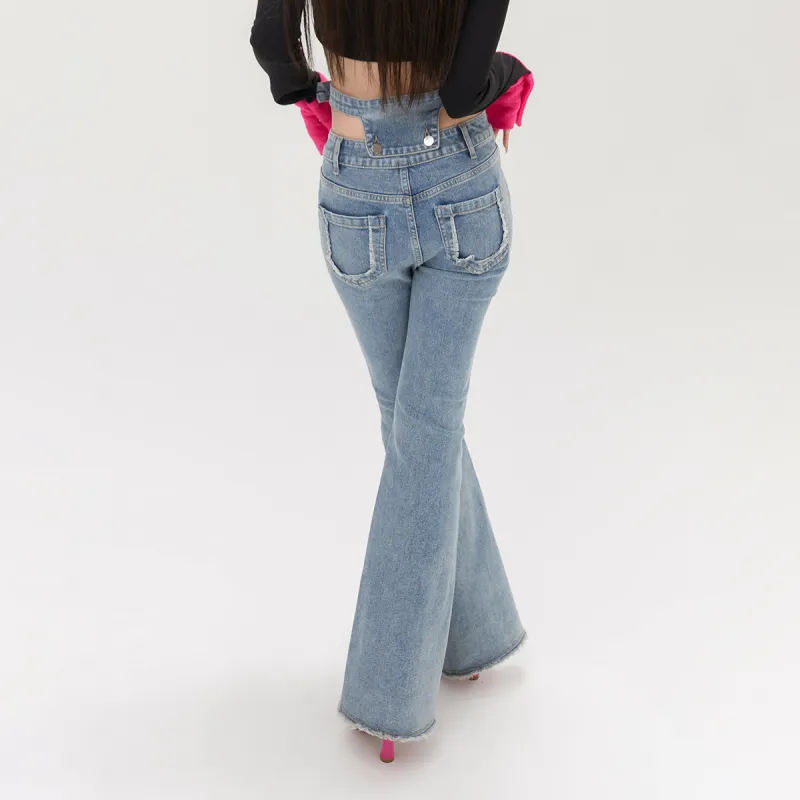 LA CRAWFISH Jeans Women's Vintage Denim Blue-3