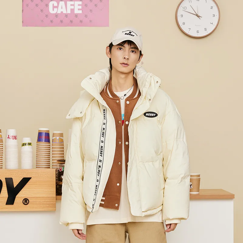 Nerdy Down Jackets Unisex Milk White-5