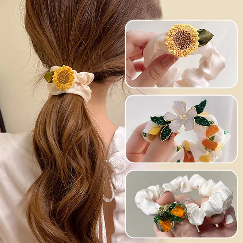 SENDME Hair Ties Women's Floral Hair Tie Three Piece Set-4