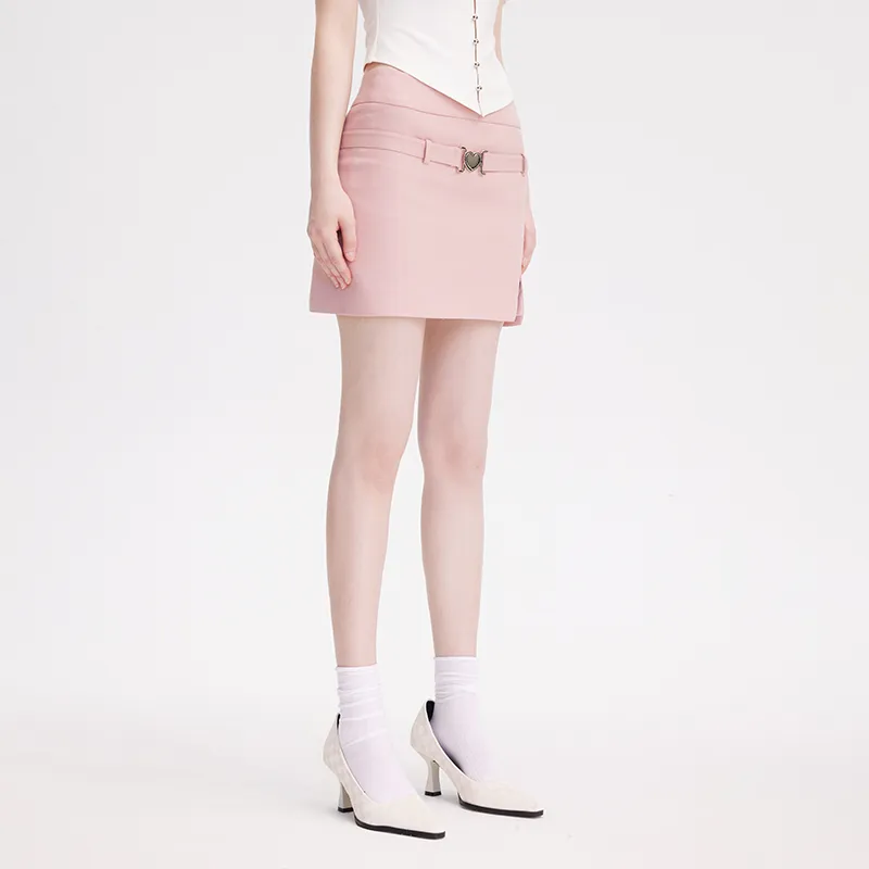 AZEPAM Casual Short Skirts Women's Pink-4