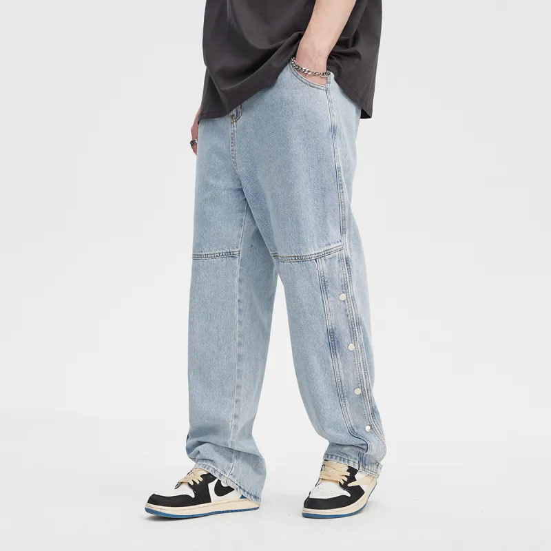 GUKUUL Straight Jeans Unisex Light Blue-8