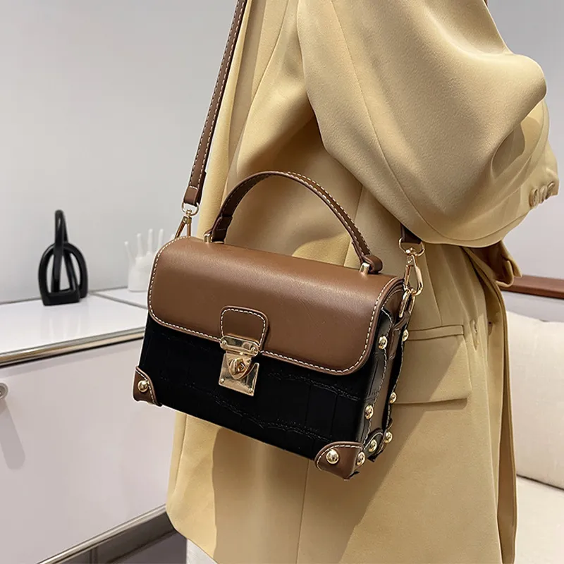 JANE KLAIN PU Box Bag, Shoulder Bag, Crossbody Bag, Handbag Trumpets Women's Ecru/Coffee/Black-1