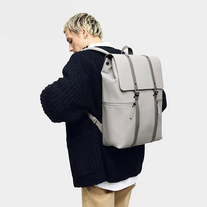 Gaston Luga PU Backpack Tubas Unisex Light Taupe-2