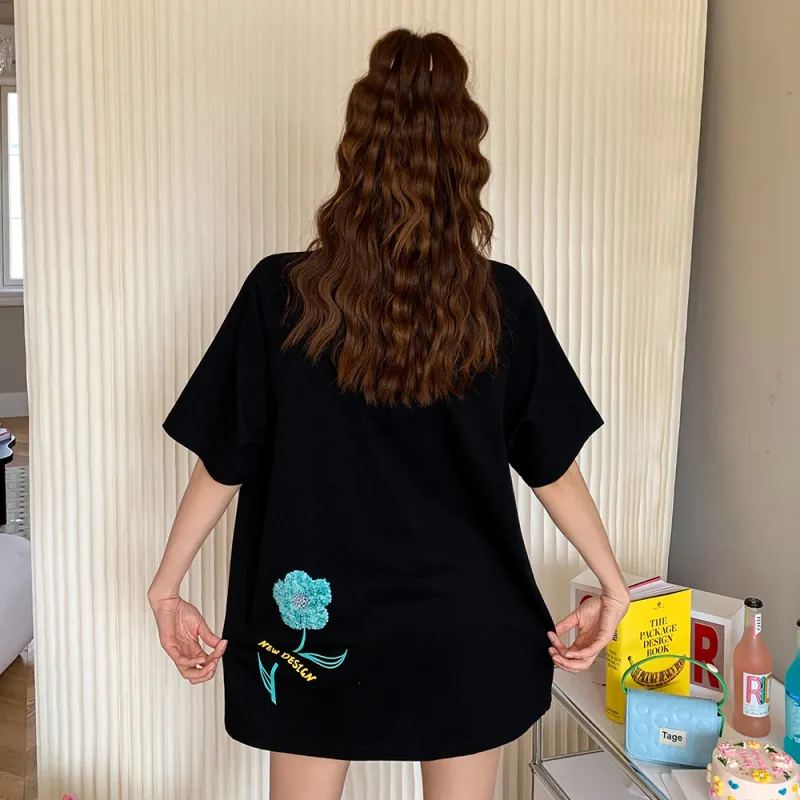 MacyMccoy Elbow-Length Sleeved T-Shirt Women's Black-2