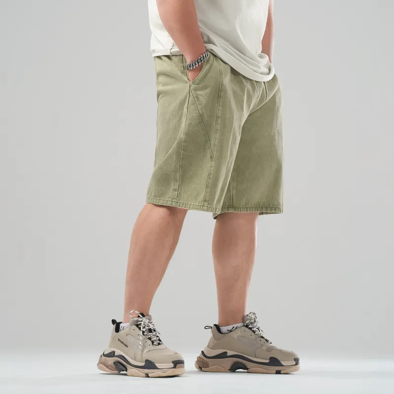 LUJIAMEN Denim Shorts Unisex Green-4