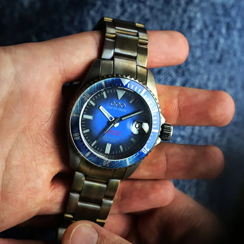 OUT OF ORDER Wrist Watch Manual Mechanical Movement Stainless Steel Strap Blue Dial Men's Watches OOO.001 21.BL-1
