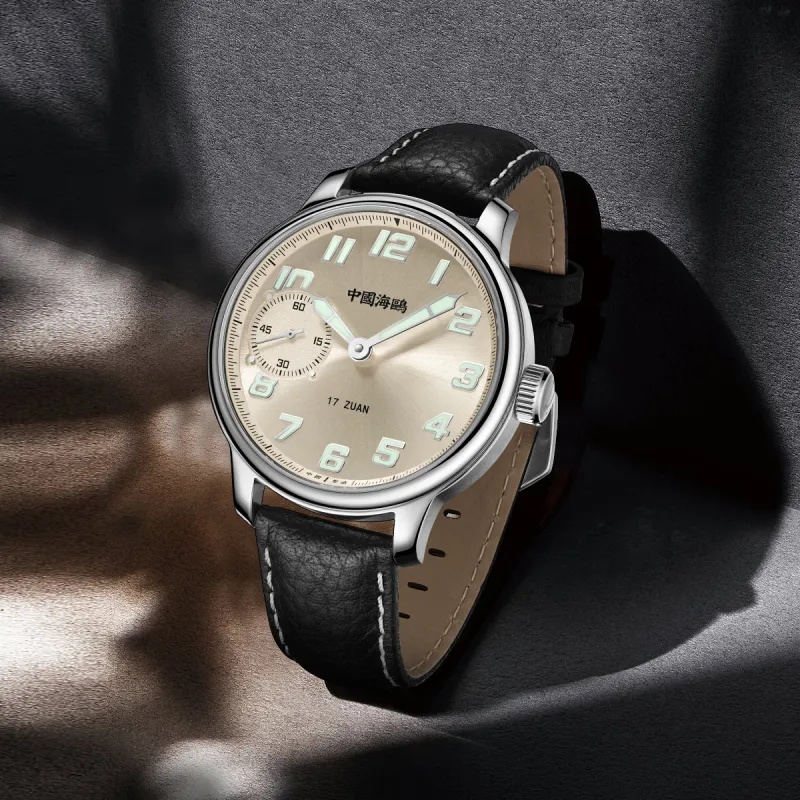 Sea Gull Manual Mechanical Movement Genuine Leather Strap Watch Men's Watches Silver Dial 819.13.6147-5