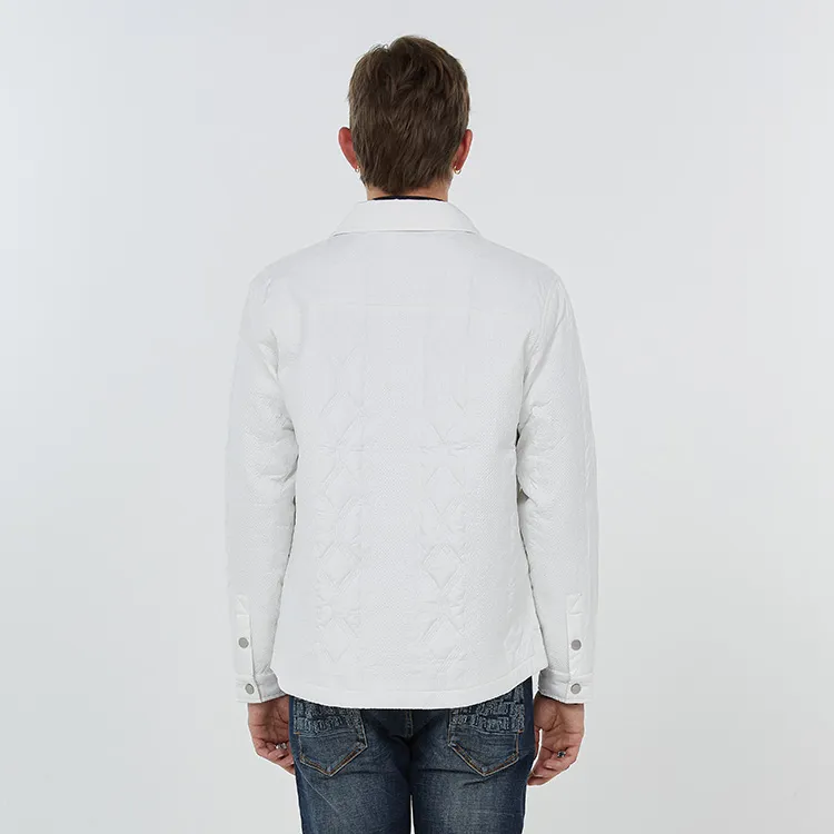 DAVID NAMAN FW22 Solid Color Lapel Thin Puffer Jacket Men's White-4