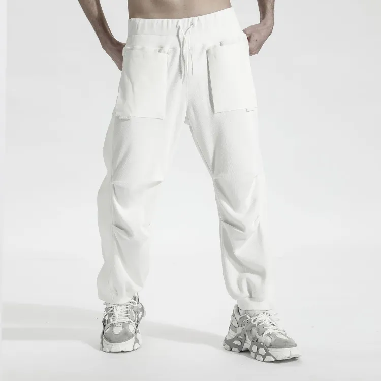NORVINCY Breathable Elastic Waistband Solid Color Hip-Hop Casual Pants Unisex-9