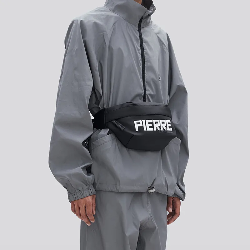 PIERRE CARDIN Fabric Sling Bag, Shoulder Bag, Chest Bag, Crossbody Bag, Fanny Pack Trumpets Unisex Black/White-7