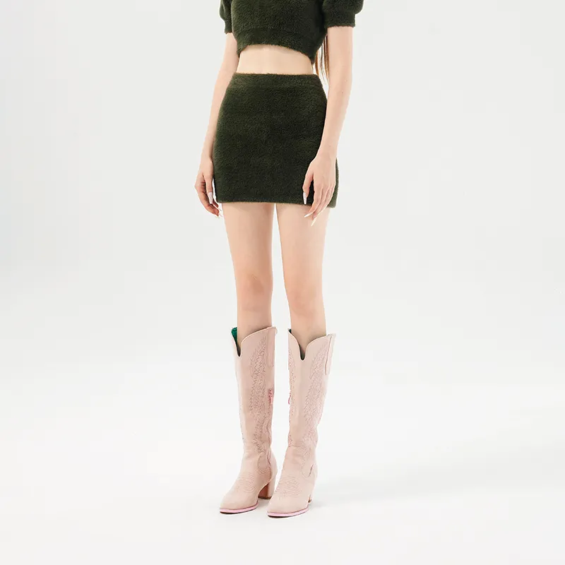 AZEPAM Casual Short Skirts Women's Olive Green-4