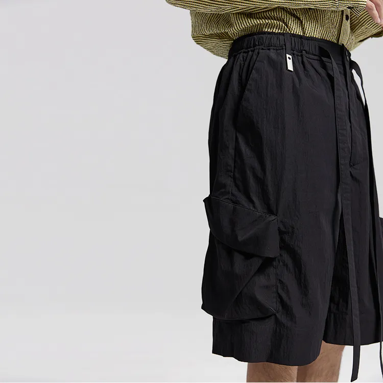 HUANXIANGZHE Casual Shorts Men Black-3