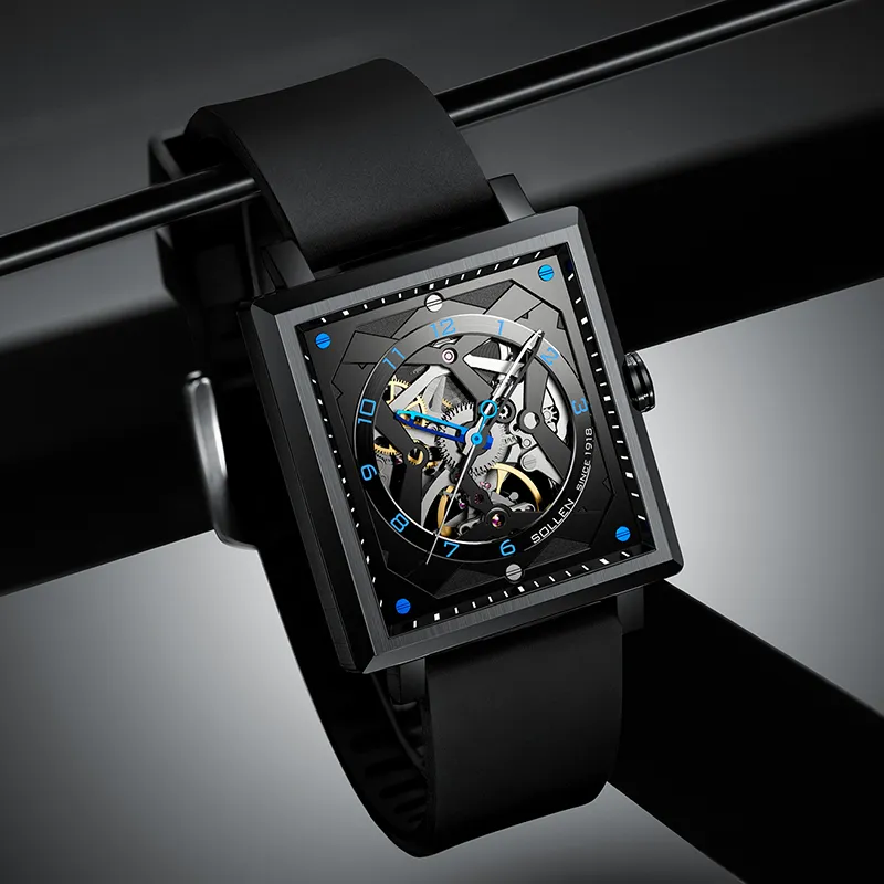 SOLLEN Window Flower Artistic Collection Automatic Mechanical Movement Watch Men's Watches Cut Out Dial SL205-4