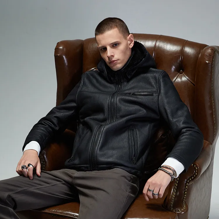 DAVID NAMAN Leather Jackets Men Black-5