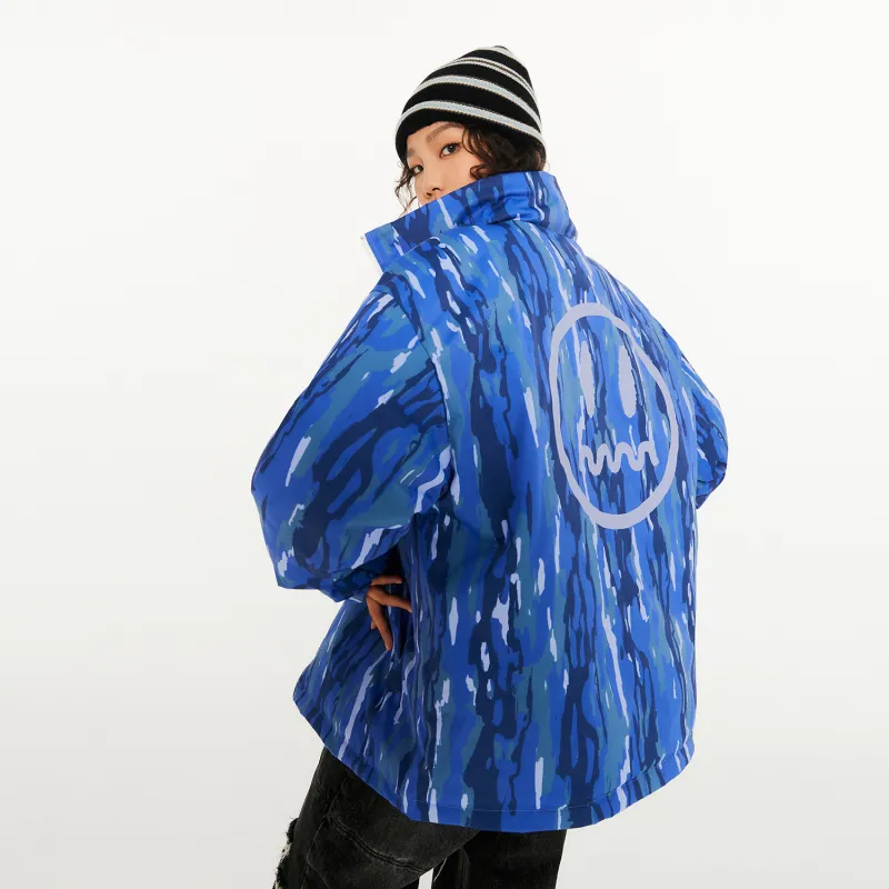 BEASTER Solid Color Stand Collar Without Hood Loose Fit Thickened Down Jacket Unisex-8