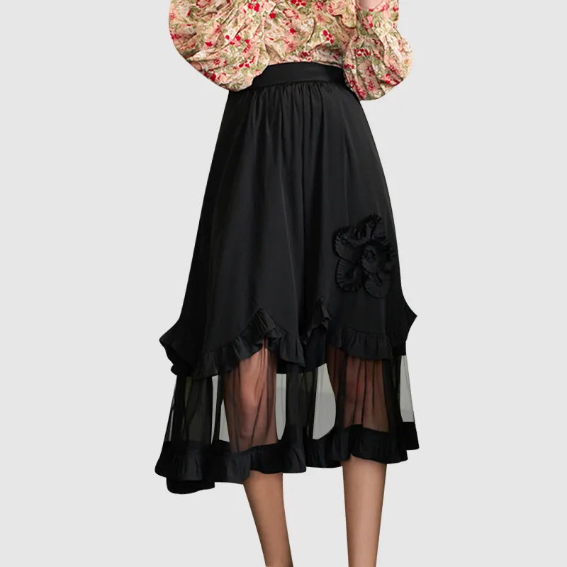 BIENKIMIIYE Casual Long Skirts Women's Black-4