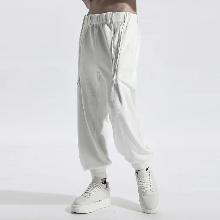 NORVINCY Breathable Elastic Waistband Solid Color Casual Pants Unisex-9