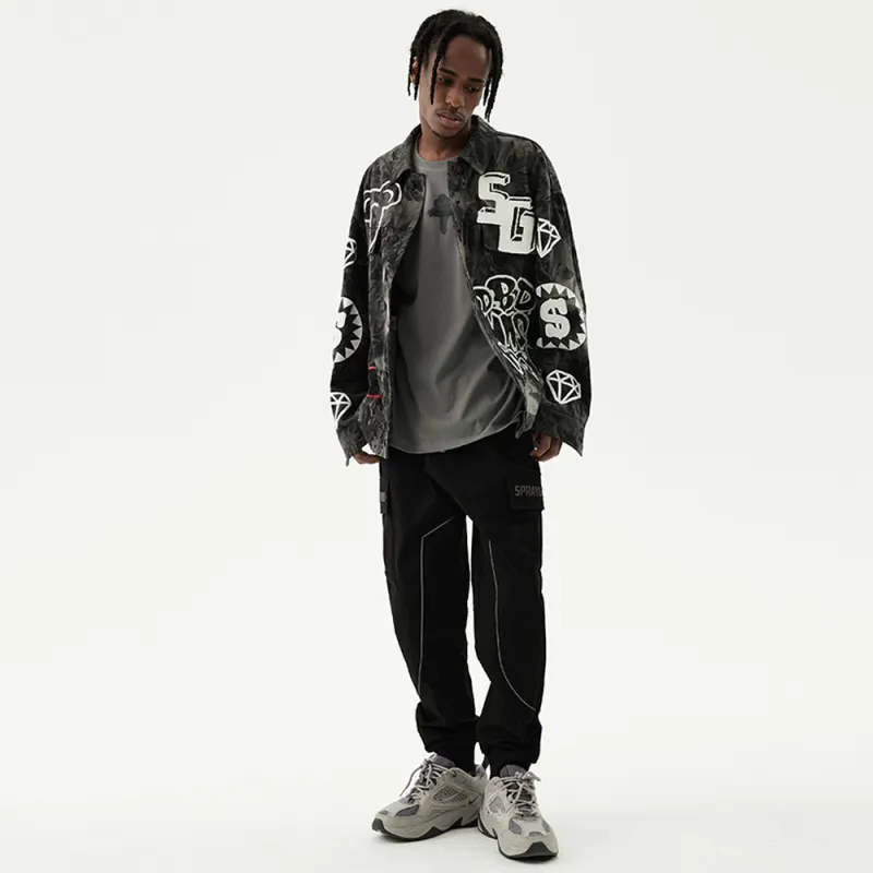 SPRAYGROUND Denim Jackets Men Black-6